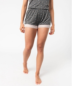 short de pyjama en maille fluide avec bas en dentelle femme gris bas de pyjamaB112801_1