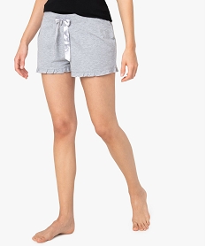 GEMO Short de pyjama femme imprimé à petits volants dans le bas Gris