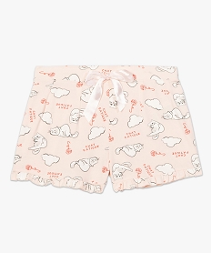 short de pyjama femme imprime a petits volants dans le bas motif chats all over imprimeB113201_4