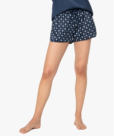 short de pyjama femme en matiere satinee imprimee imprime bas de pyjamaB113501_1