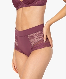 culotte femme gainante en dentelle et microfibre violet culottesB114001_1