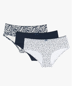 GEMO Shorties femme en coton bio à motifs (lot de 3) Imprimé