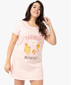 chemise de nuit a manches courtes avec motifs femme grande taille roseB116201_1