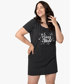 chemise de nuit femme a manches courtes avec motifs noirB116501_1