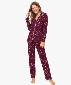 pyjama deux pieces femme   chemise et pantalon imprimeB117301_1