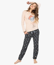 pyjama femme mixmatch motif chien roseB117501_1