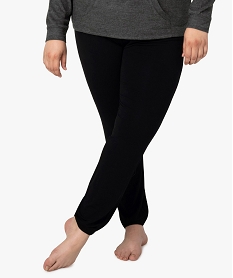 GEMO Pantalon de pyjama femme grande taille resserré dans le bas noir vif