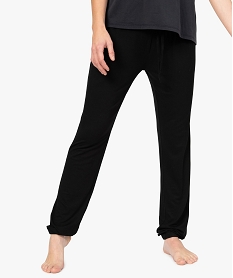 GEMO Pantalon de pyjama en maille fine avec bas resserré femme noir vif