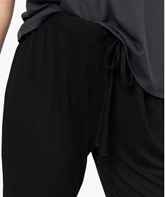 pantalon de pyjama femme en maille fine avec bas resserre noirB118501_2