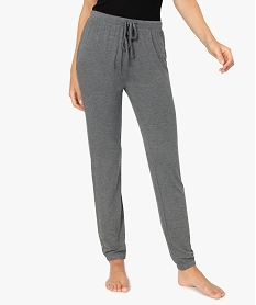 GEMO Pantalon de pyjama femme en maille fine avec bas resserré Gris