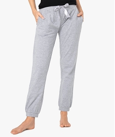 GEMO Pantalon de pyjama femme avec bas resserrés Gris