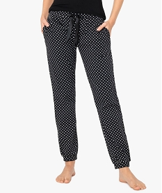 GEMO Pantalon de pyjama femme avec bas resserrés imprime pois