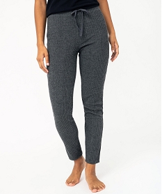 GEMO Pantalon de pyjama femme en maille côtelée Gris