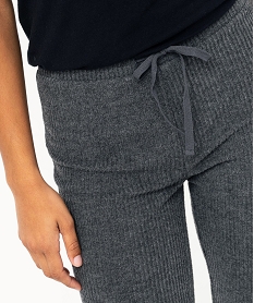 pantalon de pyjama femme en maille cotelee gris bas de pyjamaB119301_2