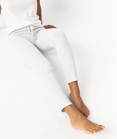 GEMO Pantalon de pyjama femme en maille côtelée Gris