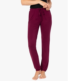 GEMO Pantalon de pyjama en maille fine avec bas resserré femme Violet