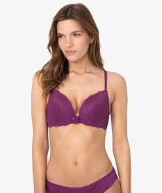 soutien-gorge femme forme push-up avec dos en dentelle violetB119901_1
