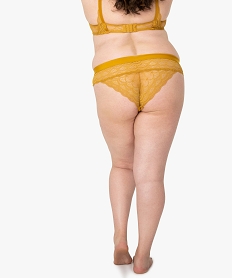 slip femme grande taille en dentelle avec large taille elastiquee jaune culottesB122201_2