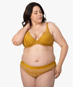 slip femme grande taille en dentelle avec large taille elastiquee jaune culottesB122201_3