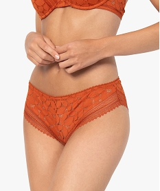GEMO Culotte femme en dentelle ajourée Brun