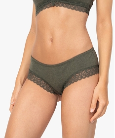 GEMO Shorty femme en coton bio et dentelle recyclée Vert