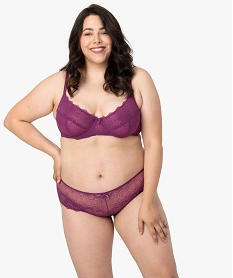 shortie femme grande taille en tulle et dentelle violetB123501_3