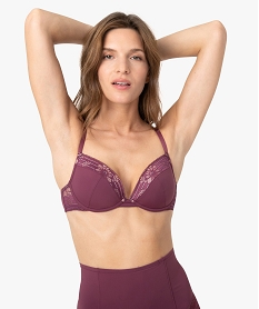 GEMO Soutien-gorge femme en microfibre et dentelle Violet