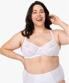 soutien-gorge grande taille emboitant a armatures en dentelle blancB125701_1