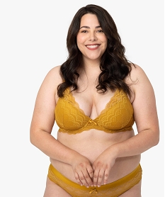 GEMO Soutien-gorge forme foulard à armatures en dentelle avec coques fines Jaune