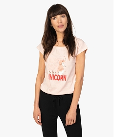 GEMO Haut de pyjama femme avec motif humoristique Rose