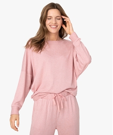 haut de pyjama a manches chauve-souris femme rose hauts de pyjamaB127501_2