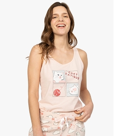 GEMO Haut de pyjama femme forme débardeur imprimé Rose