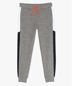 pantalon de jogging garcon avec bandes sur les cotes gris pantalonsB128601_1