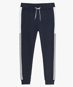 pantalon de jogging garcon avec bandes sur les cotes bleu pantalonsB128701_1