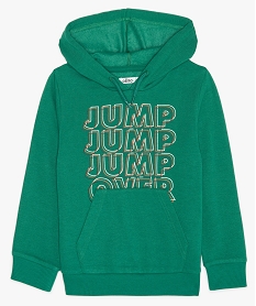 GEMO Sweat garçon à capuche avec inscription vert standard