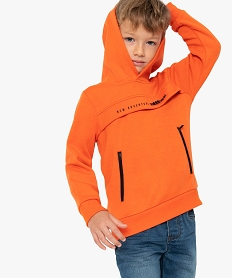 GEMO Sweat garçon à capuche intérieur velours Orange