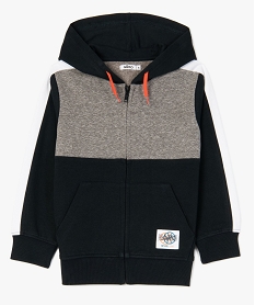 sweat garcon zippe a capuche imprimee noirB132001_1