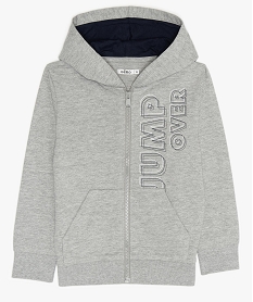 GEMO Sweat garçon zippé à capuche et imprimé Gris