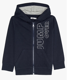 GEMO Sweat garçon zippé à capuche et imprimé Bleu