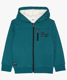 GEMO Sweat garçon zippé à doublure duveteuse chaude bleu standard