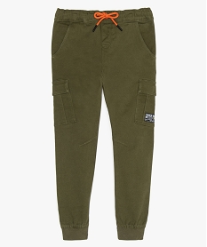 GEMO Pantalon garçon coupe cargo avec poches latérales Vert
