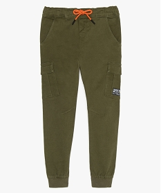 GEMO Pantalon garçon coupe cargo avec poches latérales vert vif