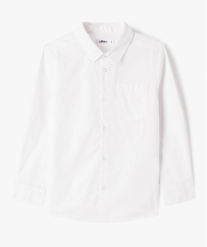 GEMO Chemise unie à manches longues garçon blanc vif