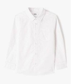 GEMO Chemise unie à manches longues garçon Blanc