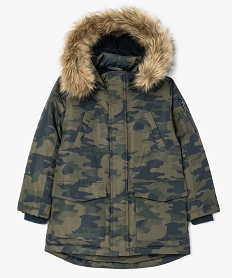 parka garcon deperlante et multipoche a doublure chaude imprime camouflage imprimeB138201_1