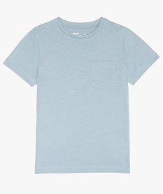 GEMO Tee-shirt garçon uni à manches courtes en coton bio bleu vif