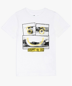 GEMO Tee-shirt garçon avec photo motif skate Blanc