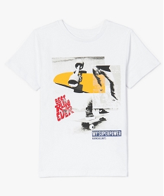 GEMO Tee-shirt garçon imprimé XXL streetwear blanc standard