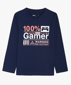 GEMO Tee-shirt garçon à manches longues avec motif Bleu