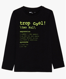 GEMO Tee-shirt garçon à manches longues avec motif Noir